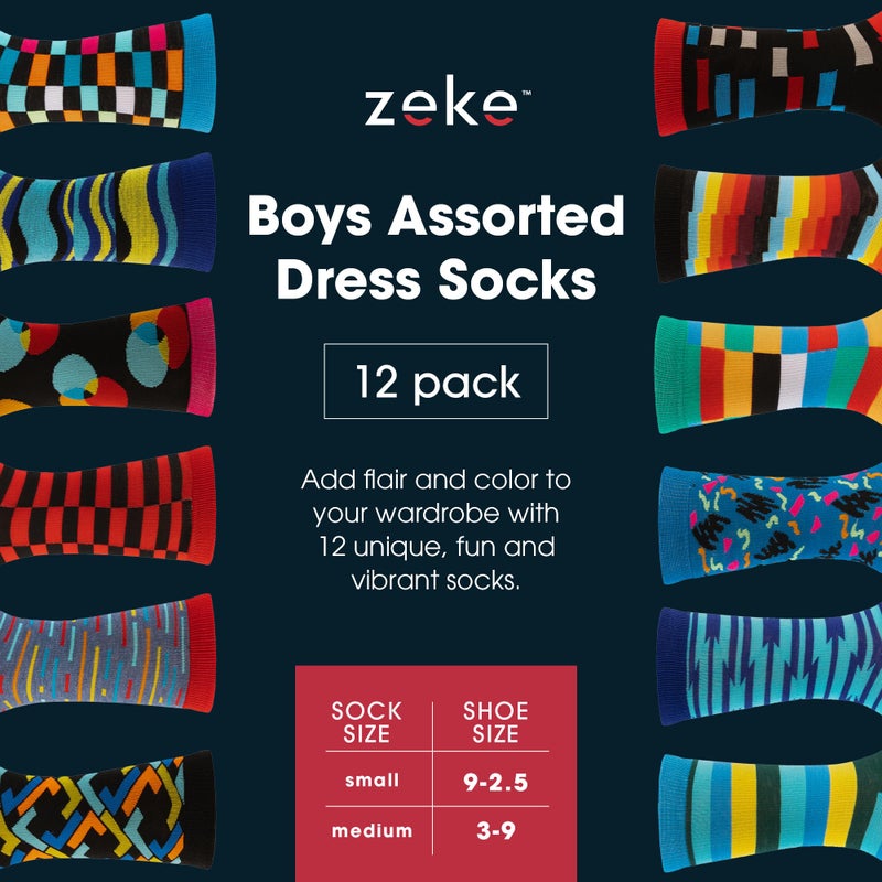 ZEKE Crazy Socks for Kids - Boys Funky Dress Socks - Funny Cool Silly Fun Socks - Wacky Novelty Gift (Style H, Small) - Image 3